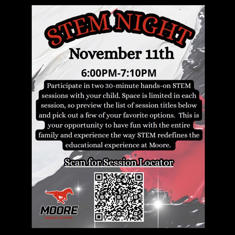  5th Graders are invited to Moore Middle School STEM Night! ❤️🖤 Recruitment begins in January. Look for a letter coming home! 🐾