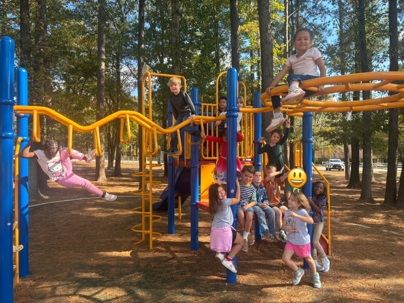 Kinder students playing at recess.