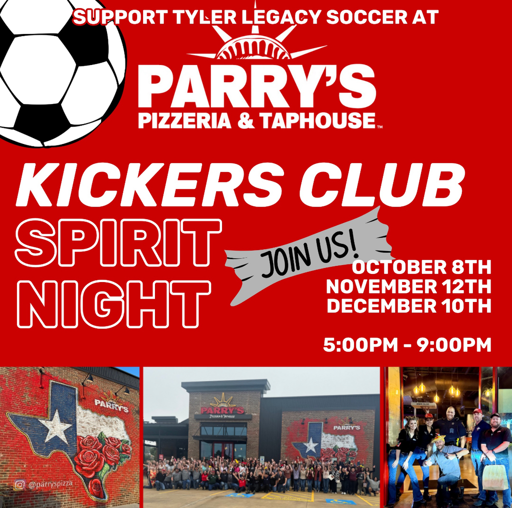 Kickers club spirit night at Parrys November 12 5-9