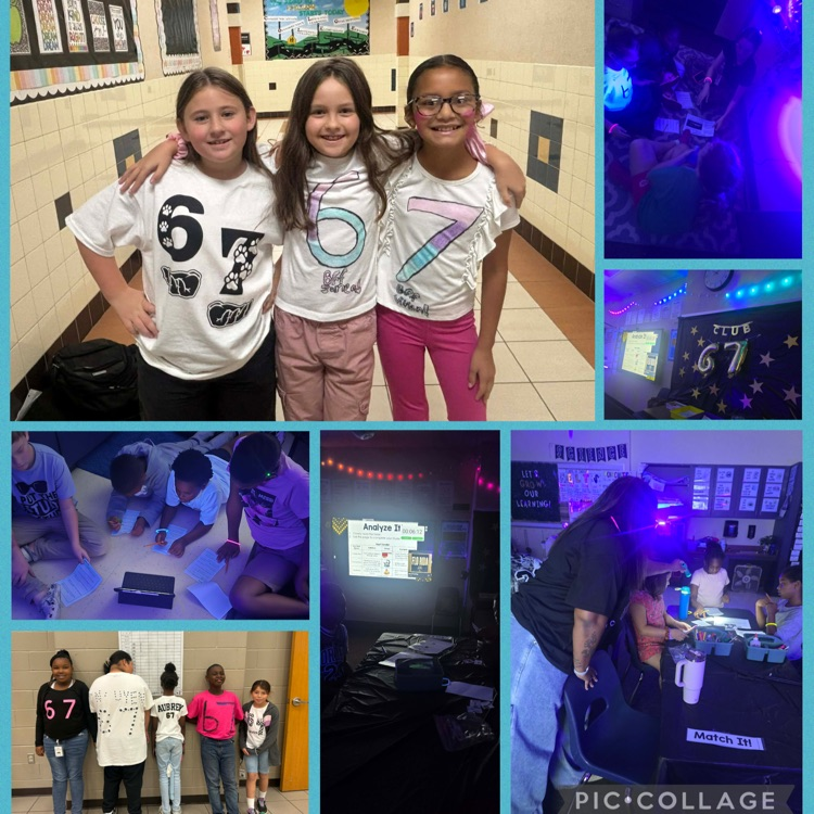 Fourth grade students doing various activities and wearing 6β7 shirts for 6β7 day