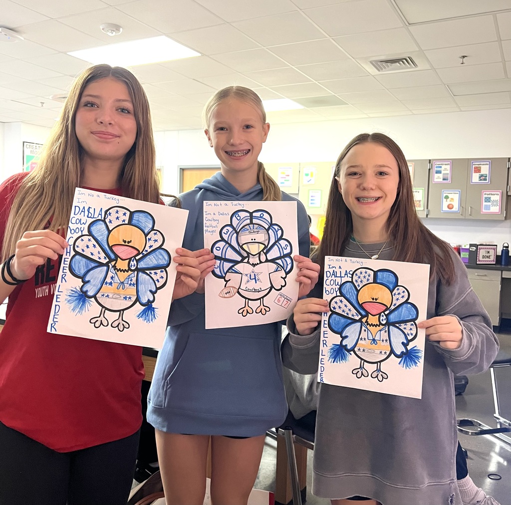 Miss Kohlleffel’s crew helping their turkeys stay safe by joining the Cowboys cheer and football team! 🦃⭐️💙