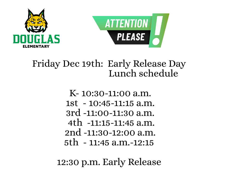Early Release Day Schedule For more information call 9032622100