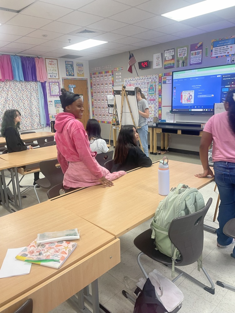 Students in an art room.