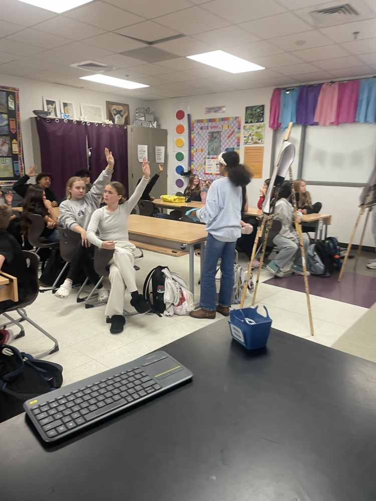 Students in an art room.