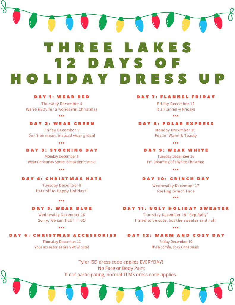 12 days of holiday dress up graphic