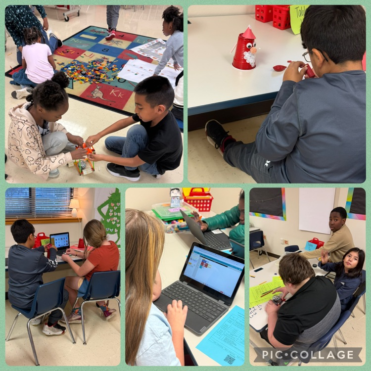 students collaboratively working on coding Christmas projects 