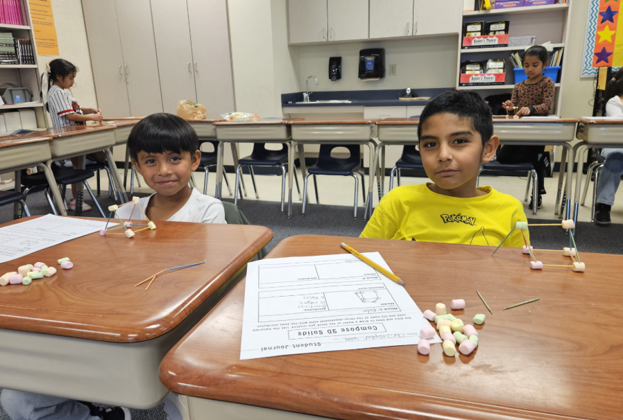 Students built, explored, and identified three-dimensional figures while strengthening their understanding of faces, edges, and vertices—all through hands-on learning.