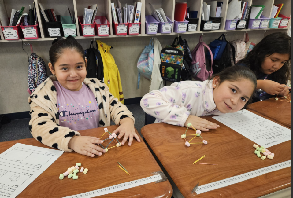 Students built, explored, and identified three-dimensional figures while strengthening their understanding of faces, edges, and vertices—all through hands-on learning.
