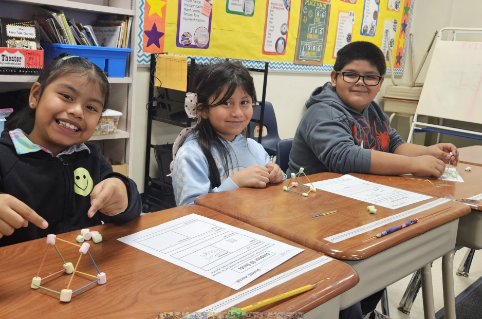 Students built, explored, and identified three-dimensional figures while strengthening their understanding of faces, edges, and vertices—all through hands-on learning.