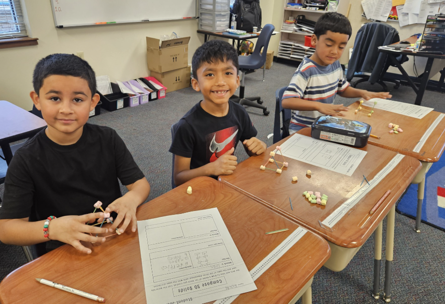 Students built, explored, and identified three-dimensional figures while strengthening their understanding of faces, edges, and vertices—all through hands-on learning.