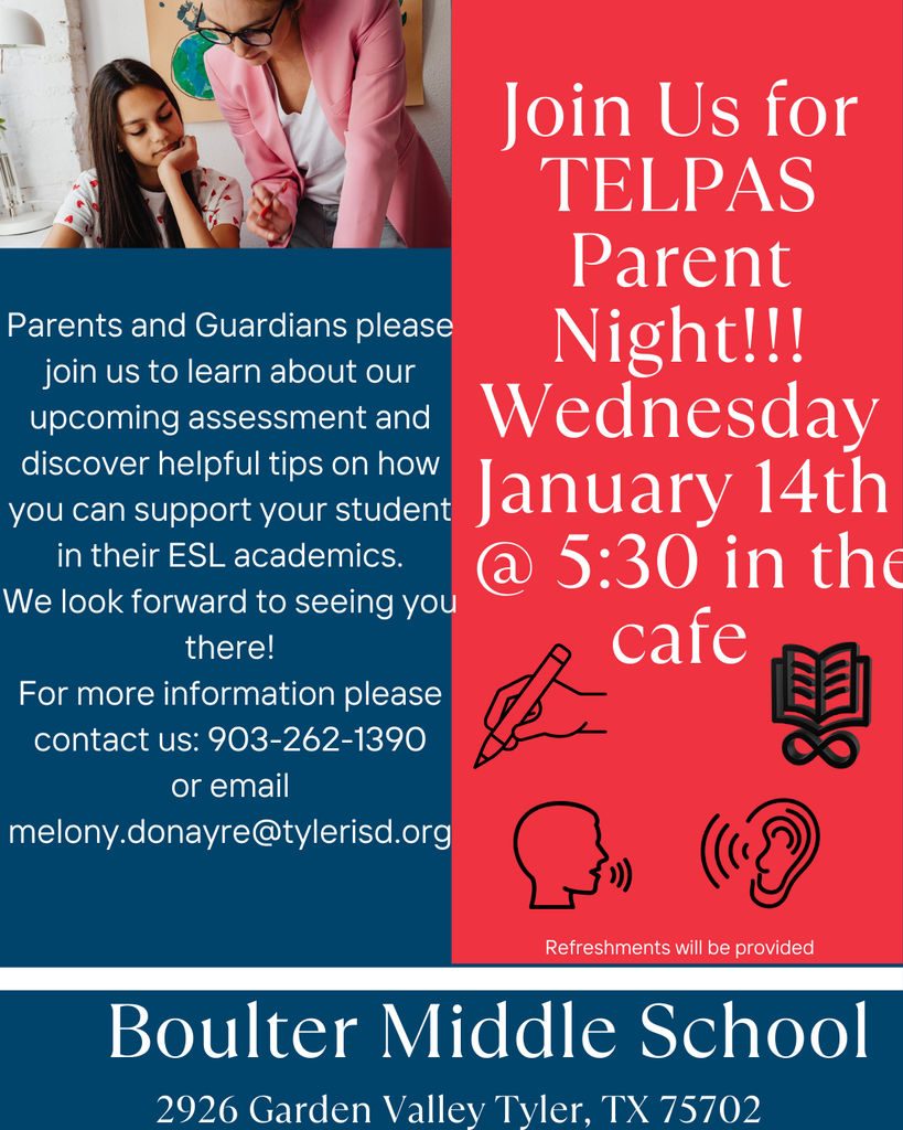 Join Us for TELPAS Parent Night!!! Wednesday January 14th @ 5:30 in the cafe