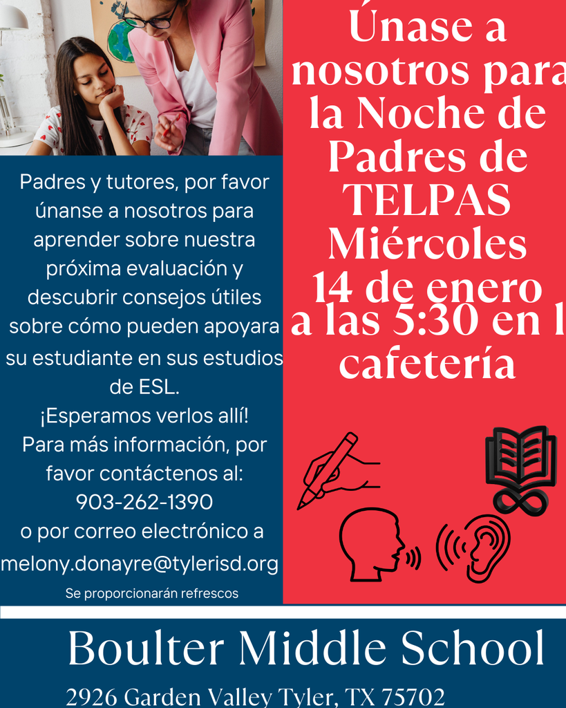 Join Us for TELPAS Parent Night!!! Wednesday January 14th @ 5:30 in the cafe