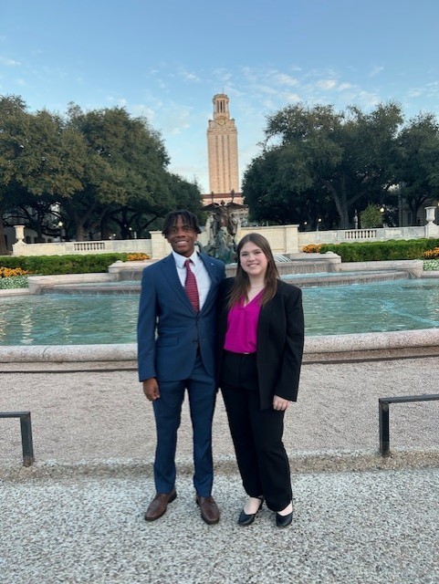Congratulations to Kenadi Carmichael and Myron Sinville on competing at the UIL State Congressional Debate tournament at UT Austin and the state capitol building - they went against some fierce competition and showed excellent rankings.
