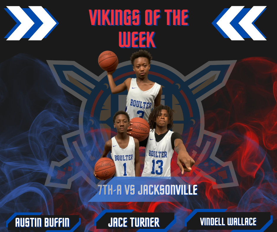 7th grade A Team Vikings of the week Austin Buffin, Jace Turner, Vindell Wallace