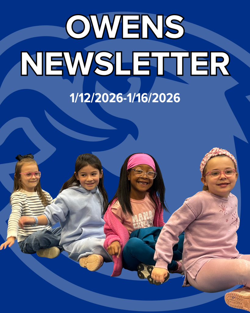 Owens Newsletter January 12-16th of 2026. Four girls playing in P.E.