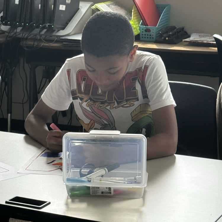 Student working at their table