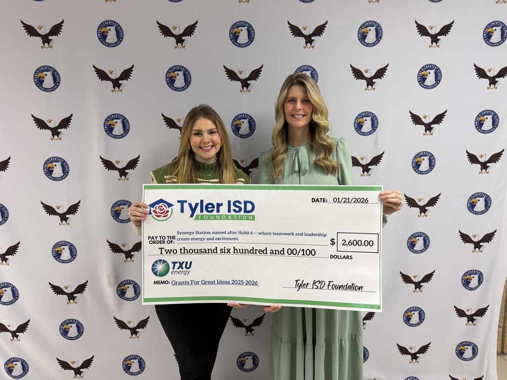 Principal receiving a Grant for Great Ideas from the Tyler ISD Foundation. 