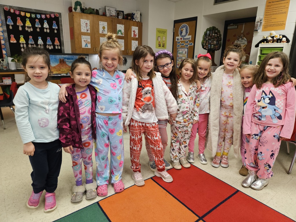 Students dressed up in pajamas.