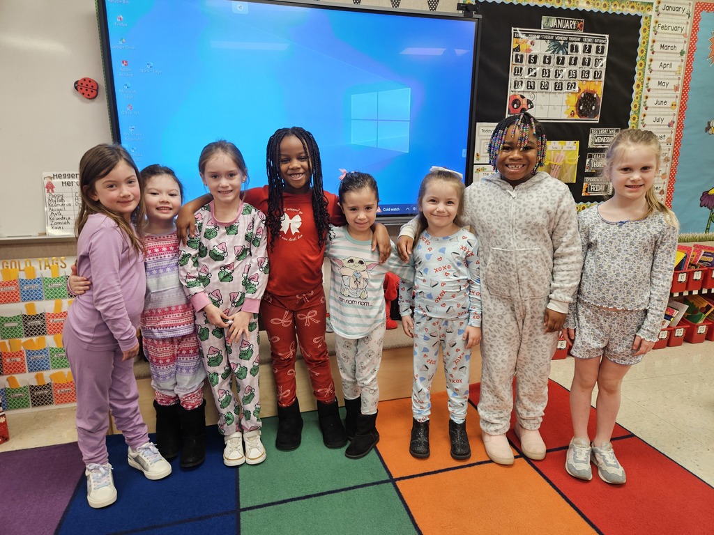 Students dressed up in pajamas.