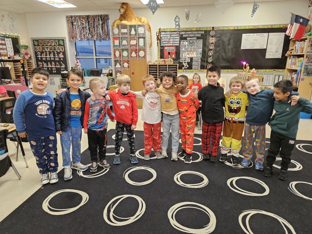 Students dressed up in pajamas.