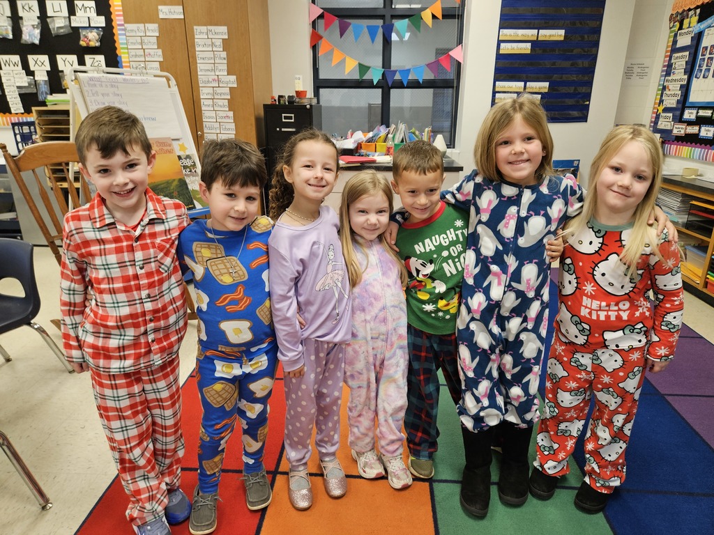 Students dressed up in pajamas.