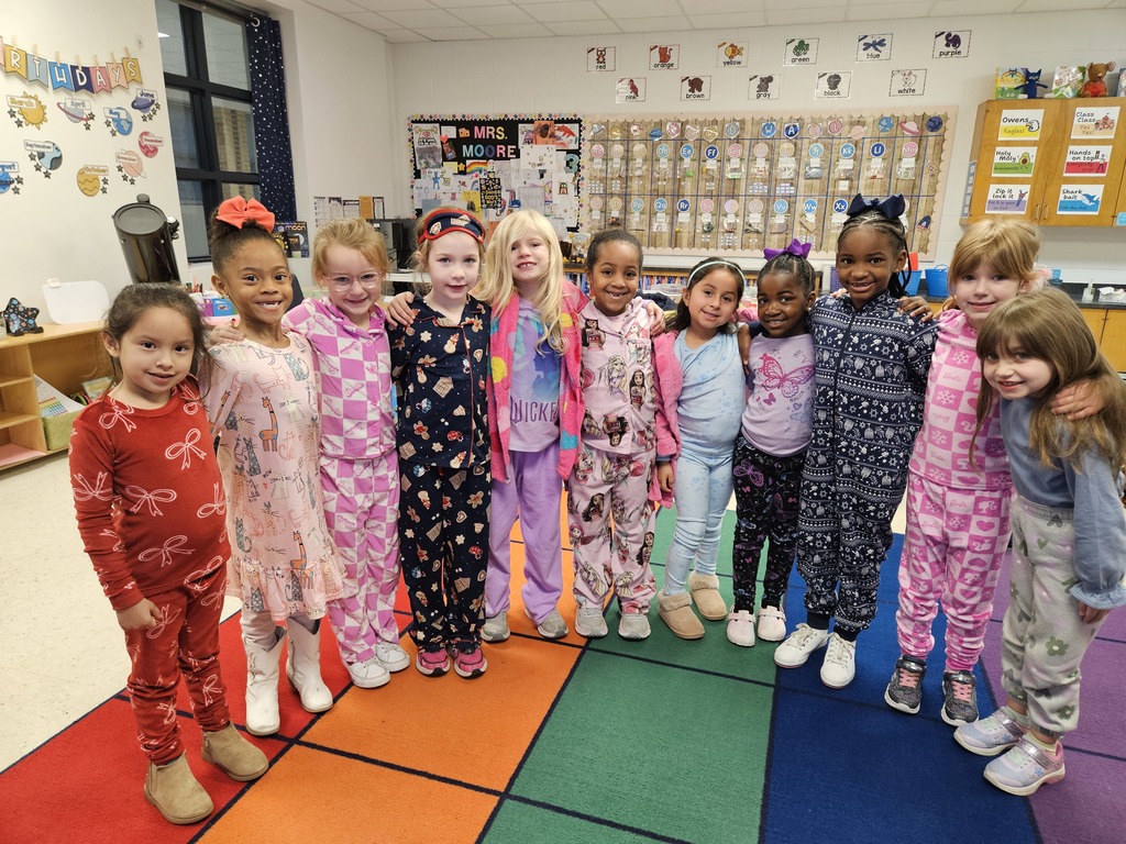 Students dressed up in pajamas.