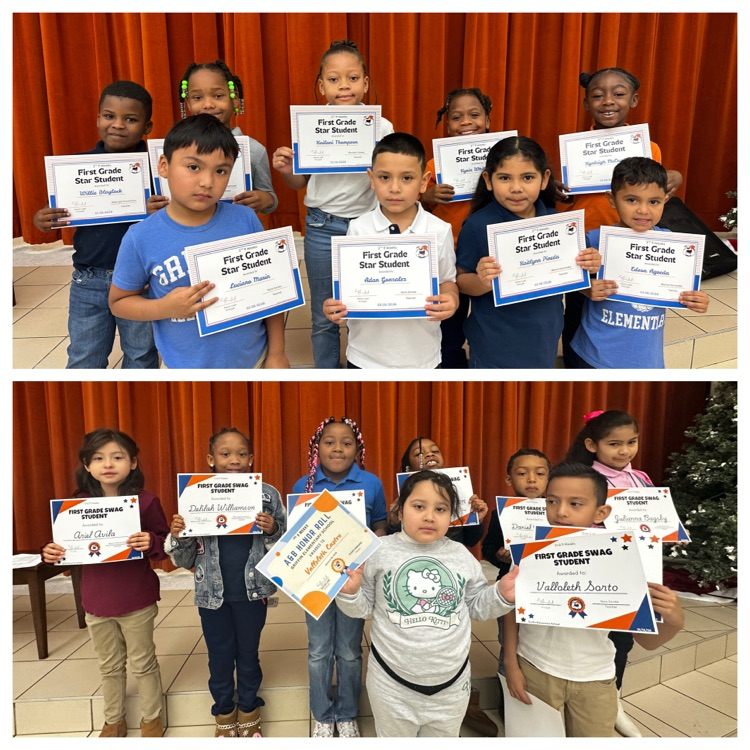 awards assembly photo of students with various awards
