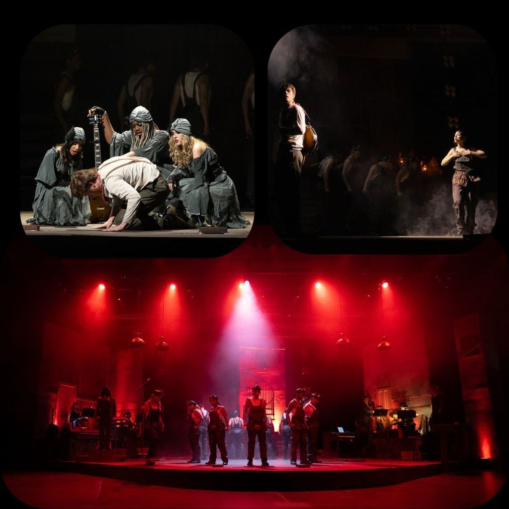 "Hadestown Teen Edition" with photos of the cast during a dress rehearsal