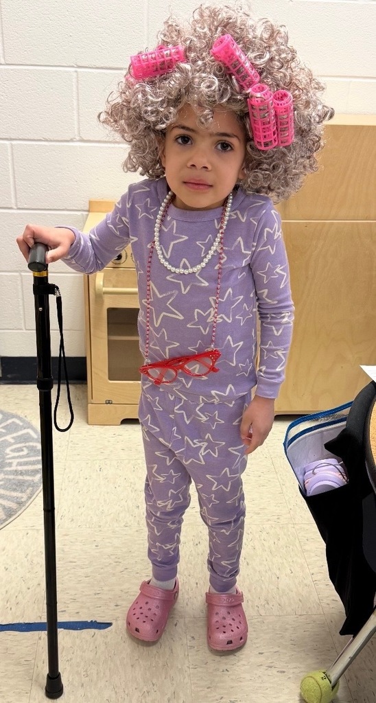 Student dressed up for the 100th day of school