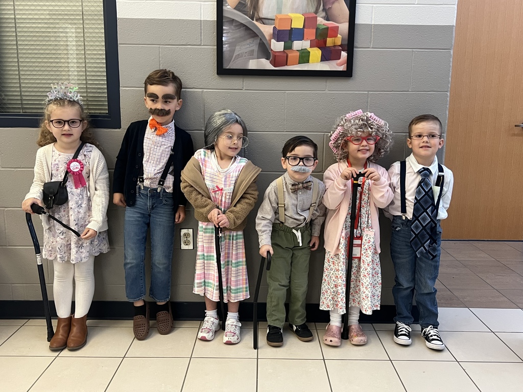 Students dressed up for the hundredth day of school