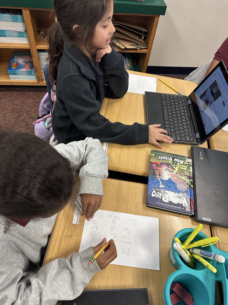 student making a card