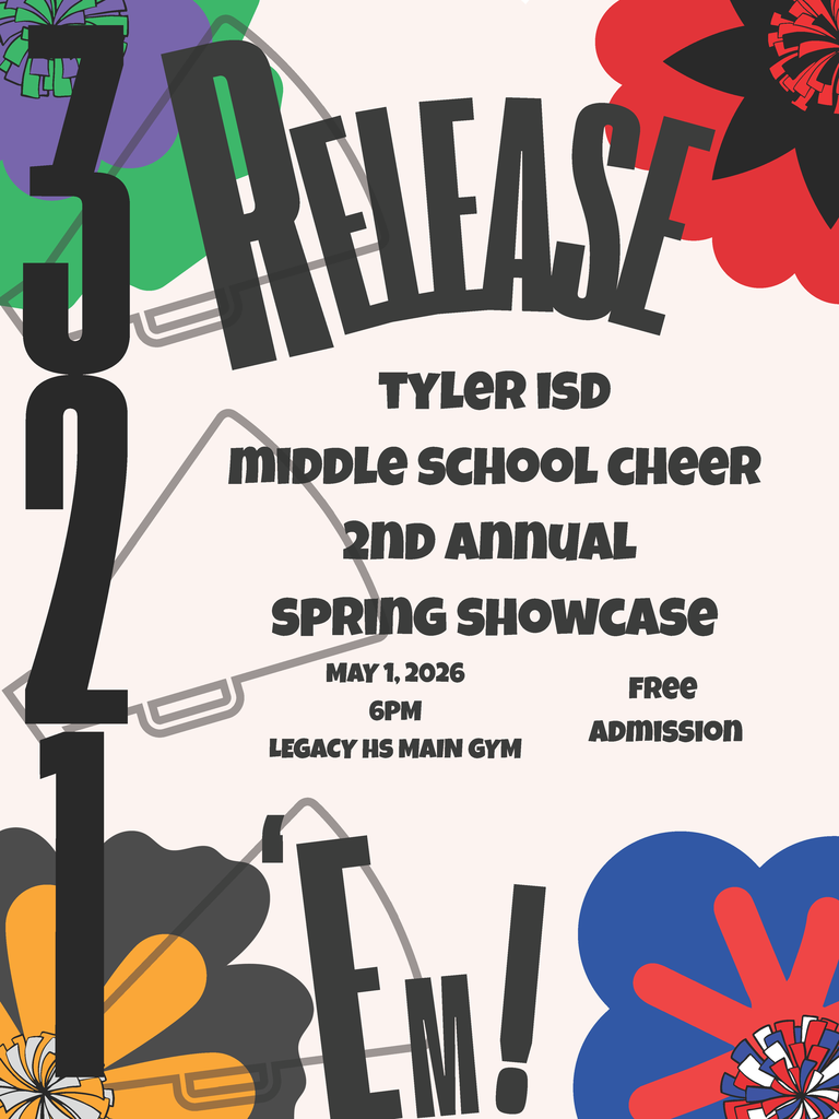 Middle School Cheer Showcase on May 1st, at 6 pm at Legacy High School. 
