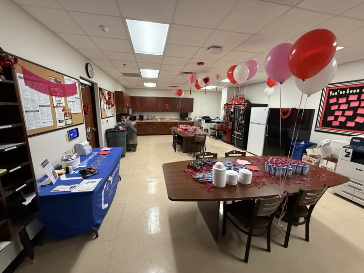 work room full of decorations and snacks