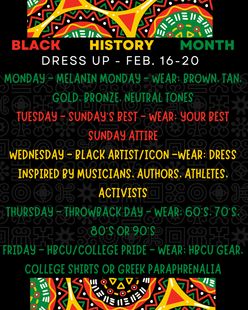 Black History Month Dress Up Days