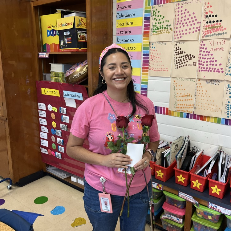 teacher with candy gram