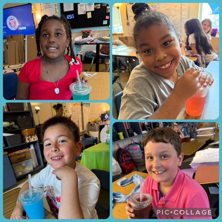 students with a sweet treat drink