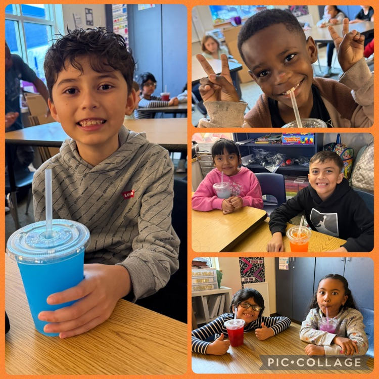students with a sweet treat drink