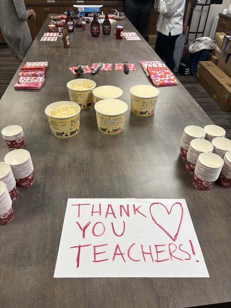 Ice cream bar with a sign that says' Thank you teacher!"