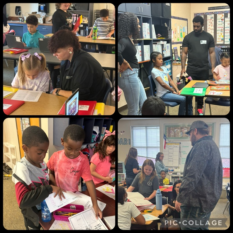 students sharing data with parents at school 