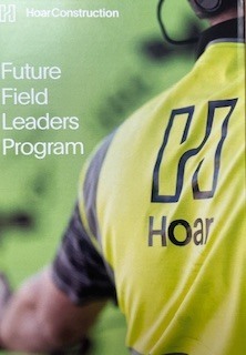 Future Field Leaders Program picture with green background an Hoar Construction logo on a safety vest. 