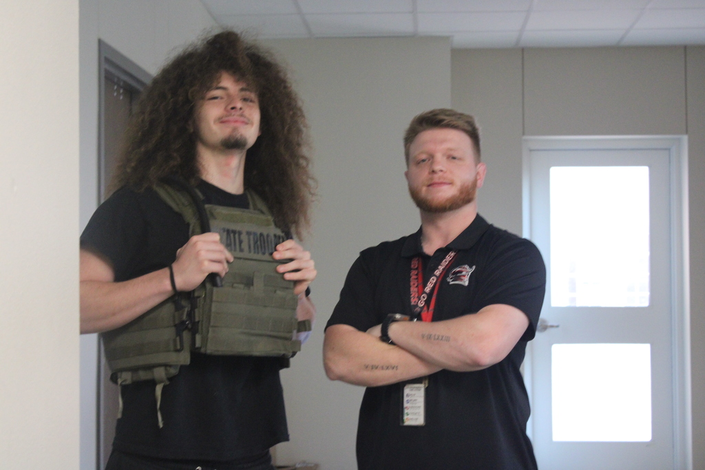 Tyler Legacy forensic science classes during a presentation from a state trooper