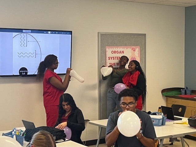 Tyler ISD Career & Technology Center students learning about reproductive system.