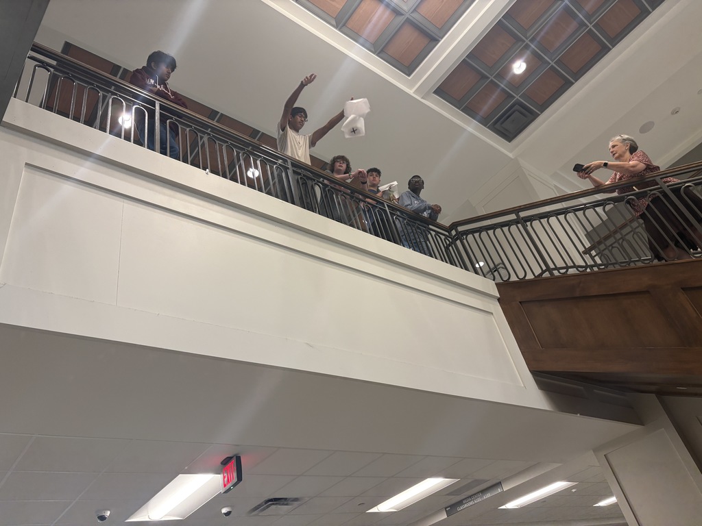 Mrs. McGough's class doing their egg drop challenge