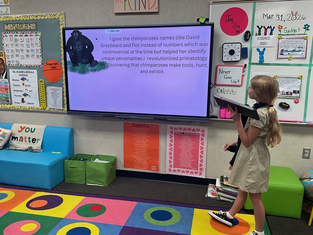 4th Graders dressing up and presenting for their Women's History Presentation.
