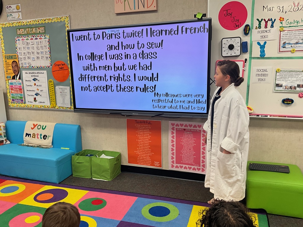 4th Graders dressing up and presenting for their Women's History Presentation.
