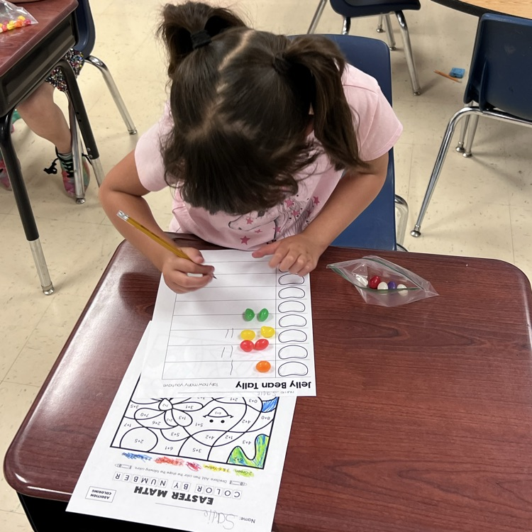 spring writing math activity. students holding up paper