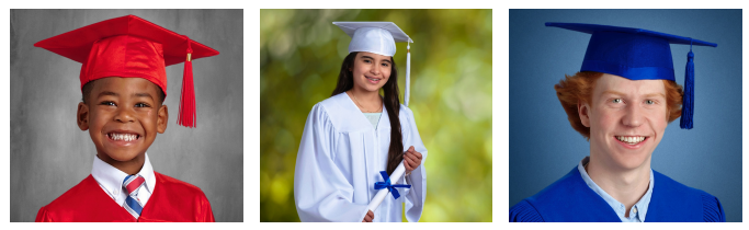 Smiling kids in graduation caps