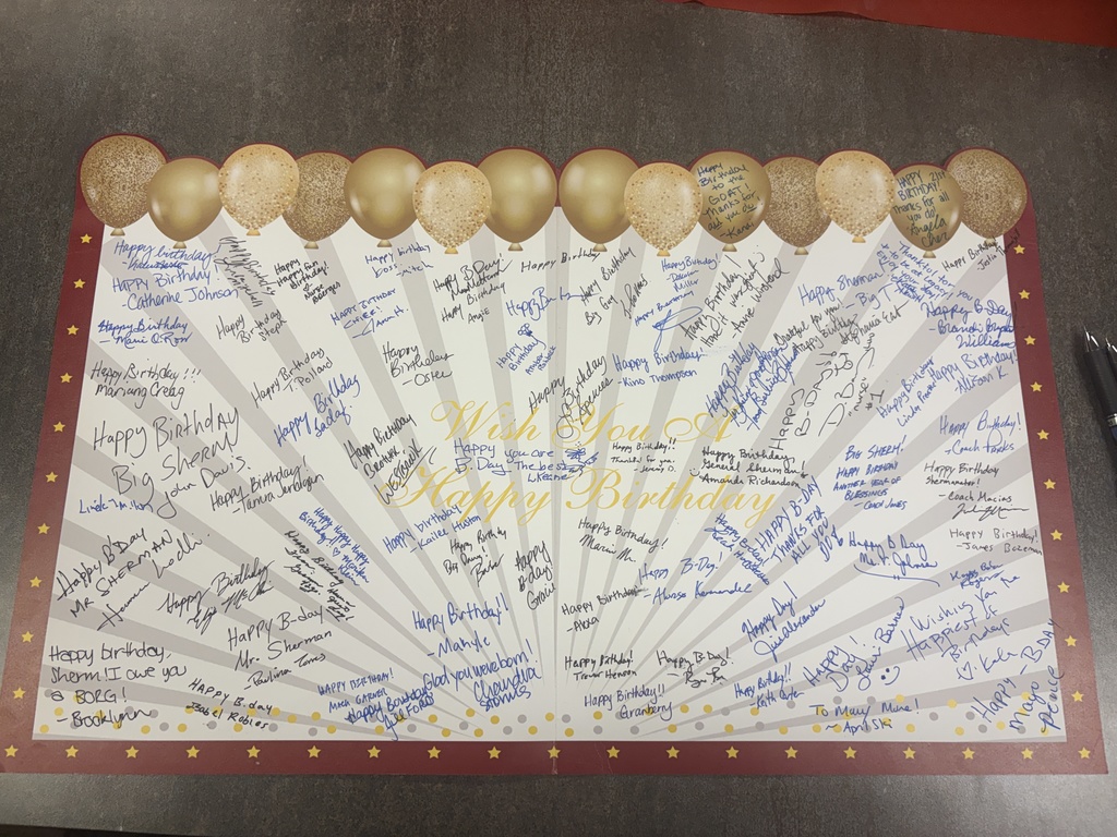 Mr. Sherman's birthday card from staff