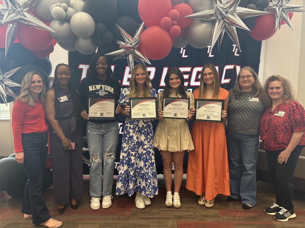Tyler Legacy PTA Scholarship winners with scholarship committee