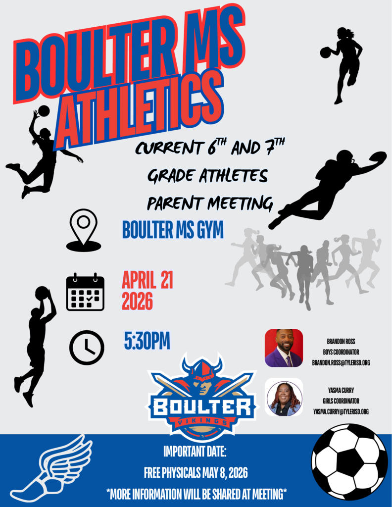 6th & 7th grade parents to our Boulter MS Athletics Spring Parent Night!